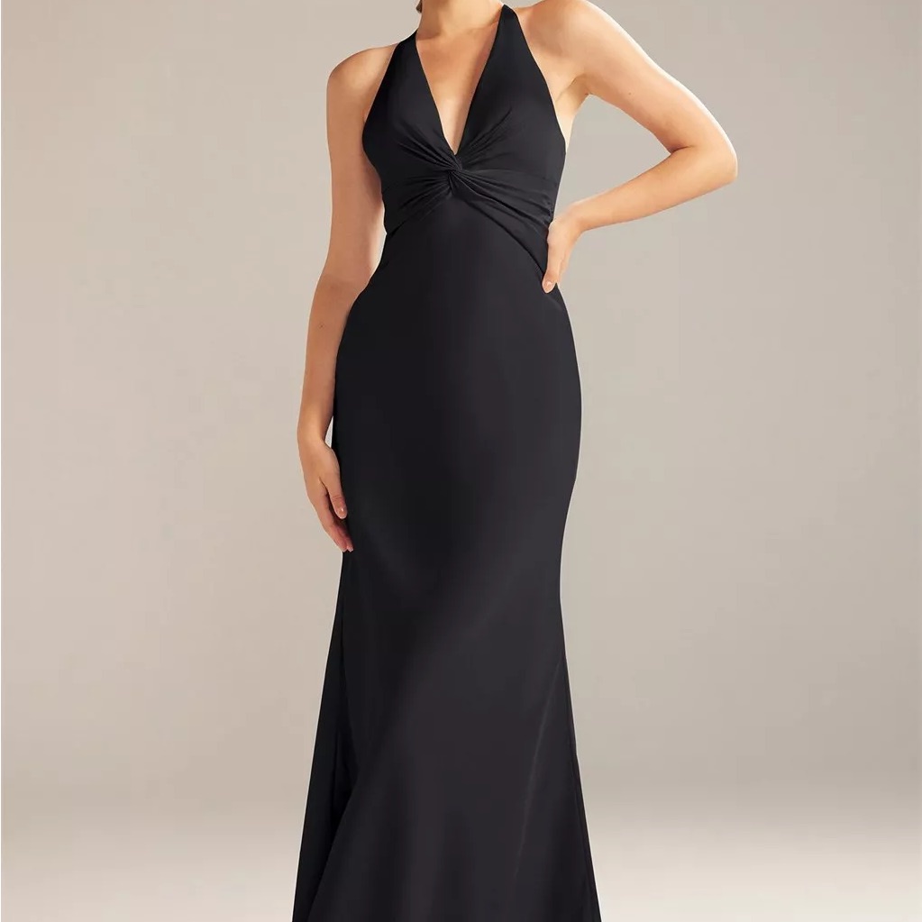 Black Satin Maxi Dress Size 8.